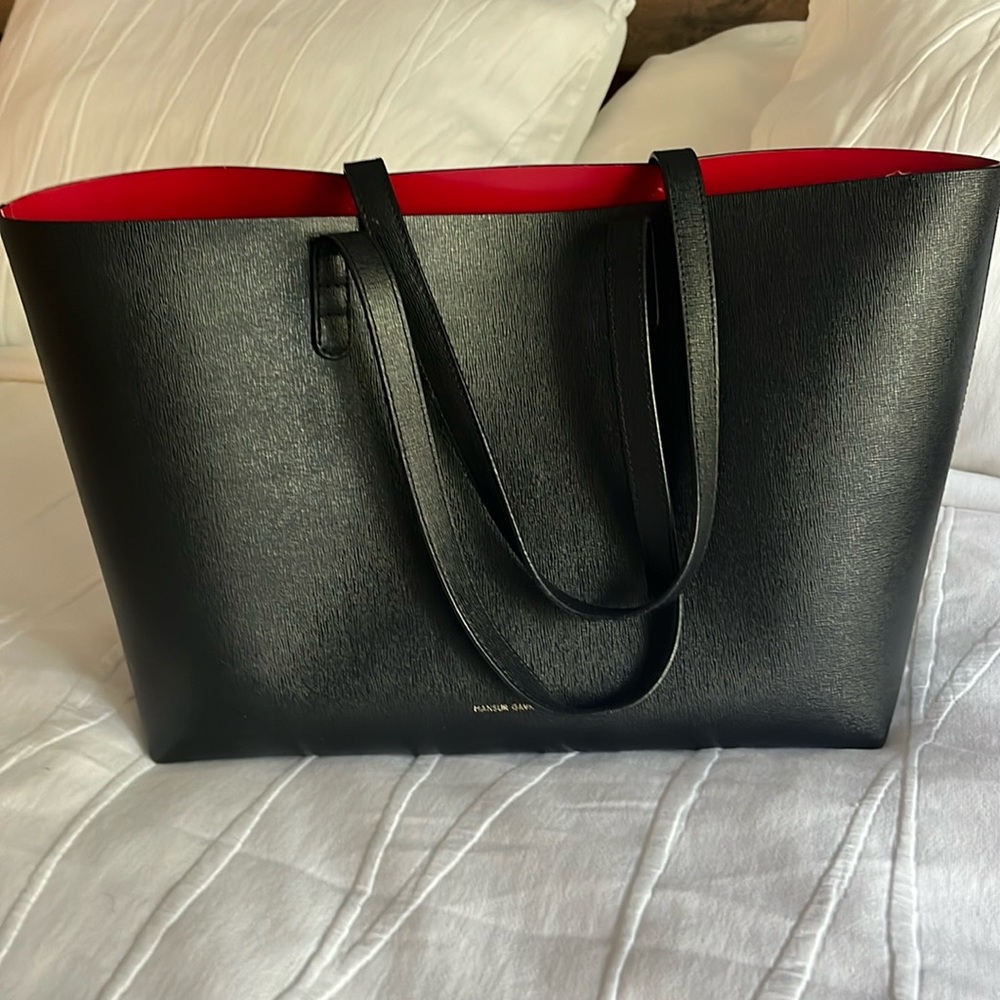 Authentic Mansur Gavriel Small tote in black/flamma